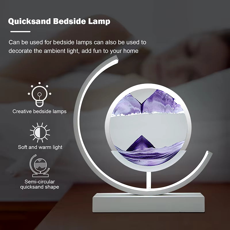Elegant LED Quicksand Art Hourglass Lamp with Remote Control and 360° Rotation for Home and Bedroom Decoration.