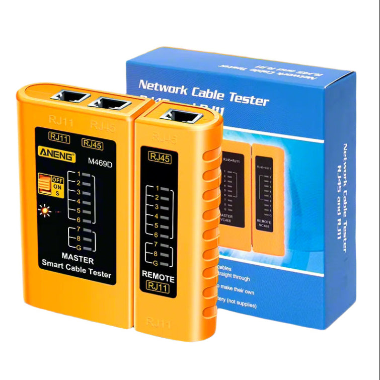 M469D Network Cable Tester for RJ45, RJ11, RJ12, CAT5, and UTP - Professional Networking Tool for Cable Repair