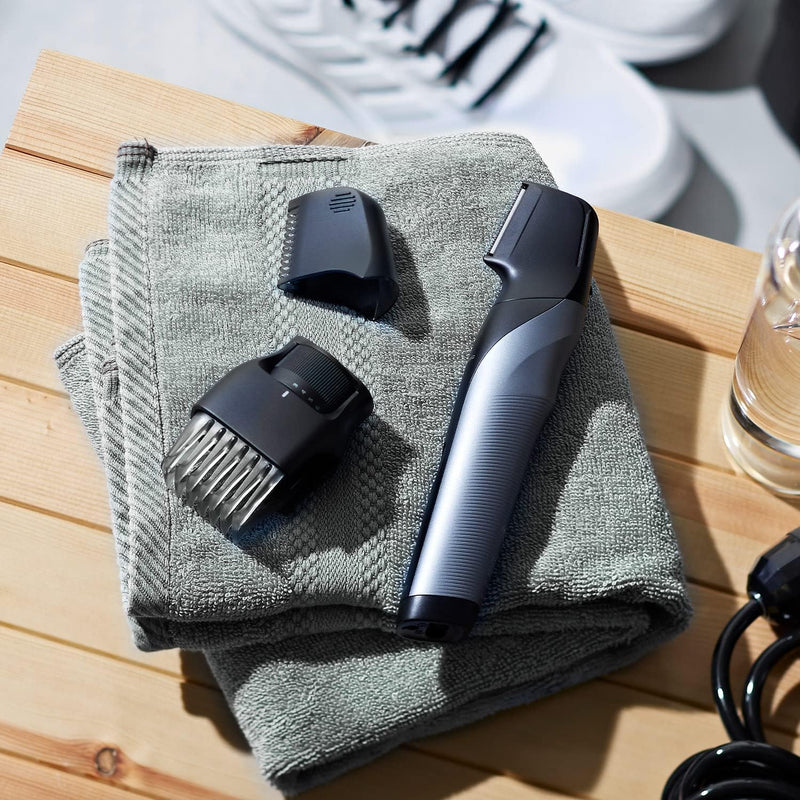 Wet/Dry Cordless Electric Body Groomer/Hair Trimmer with 2 Comb Attachments, Multi-Directional Shaving in Sensitive Areas, Black (ER-GK80-S541)