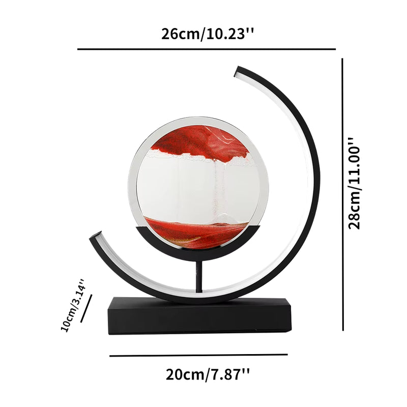 Elegant LED Quicksand Art Hourglass Lamp with Remote Control and 360° Rotation for Home and Bedroom Decoration.