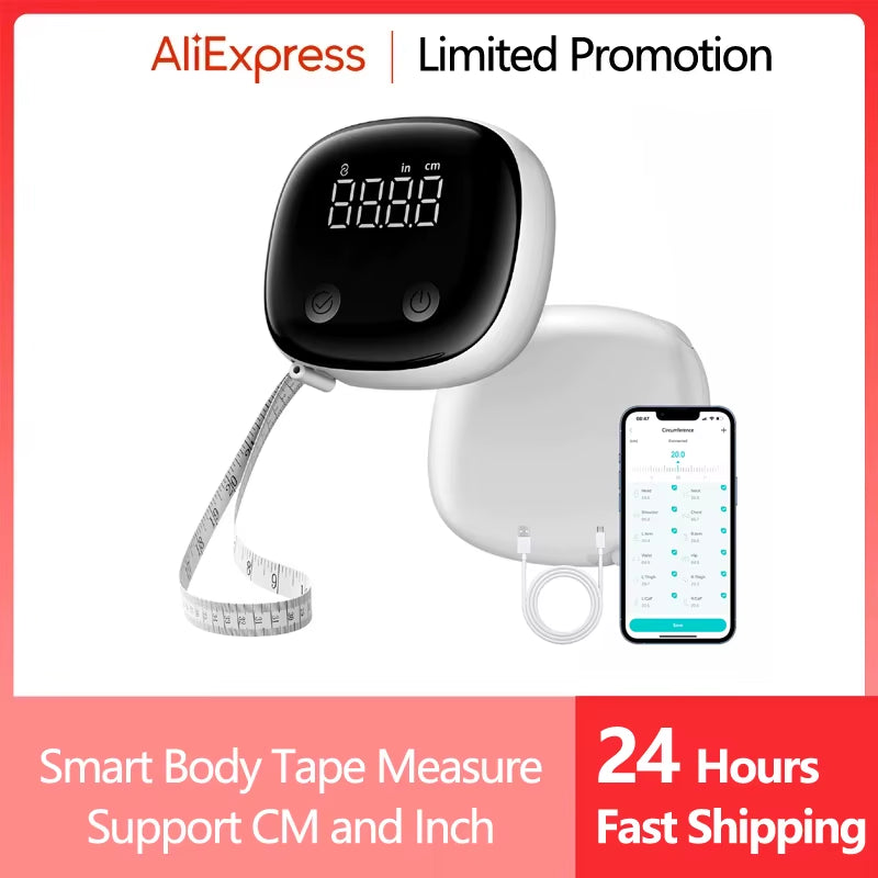 Revolutionize Your Fitness Journey with the Smart Body Measurement Tape 2024 - Dual Scale Soft Tape Measure for Accurate Body Measurements and Mobile App Tracking