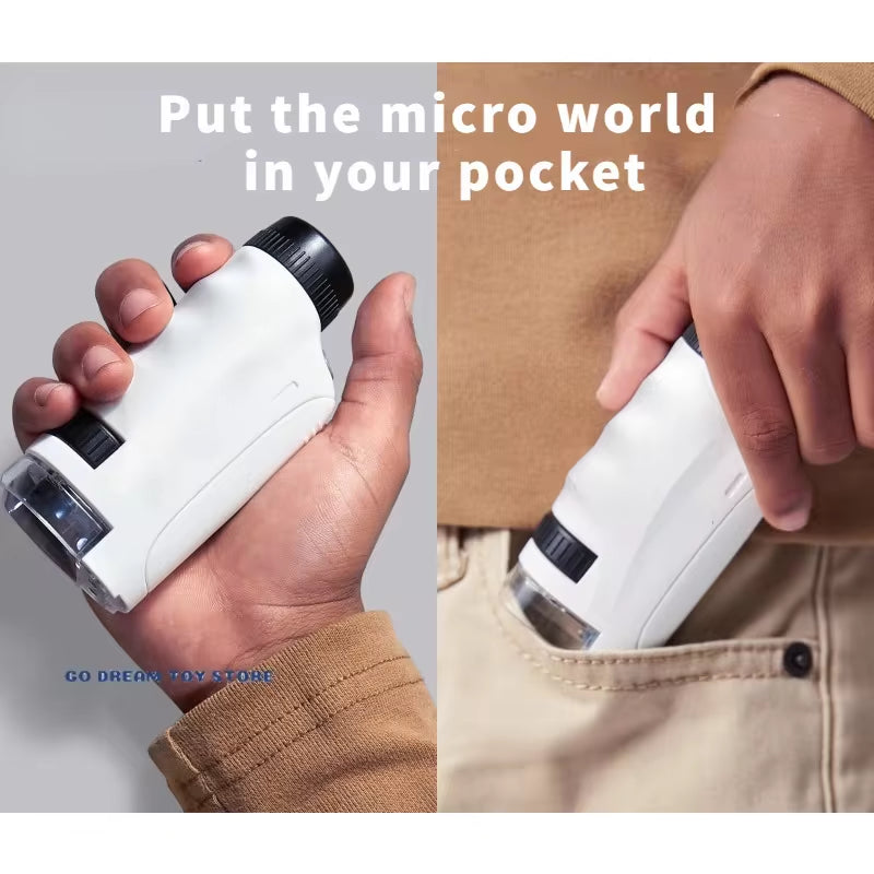 Professional Handheld Microscope Kit with LED Lighting - Explore the Microscopic World with 60X-120X Magnification for Educational Adventures at Home and School - Perfect STEM Gift for Aspiring Young Scientists.