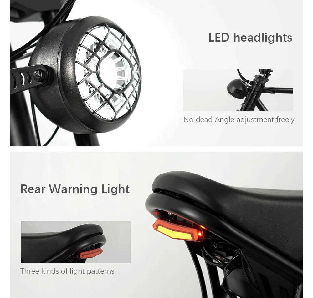 K20 Electric Bicycle Featuring a 500W Motor and 48V 16AH Lithium Battery - Urban Adult E-Bike with 20-Inch Fat Tires for Mountain Cycling