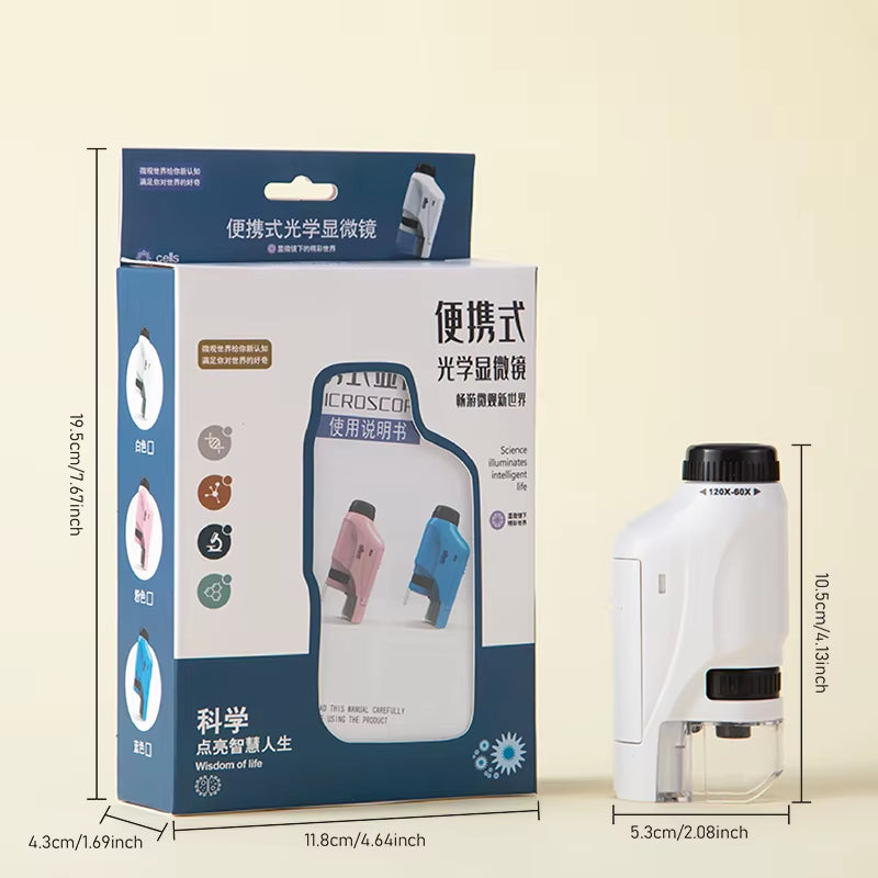 Explore the Microscopic Universe with the Professional Handheld Microscope Kit - 60X & 120X Magnification for Young Scientists - Perfect STEM Gift for Ages 6-12!