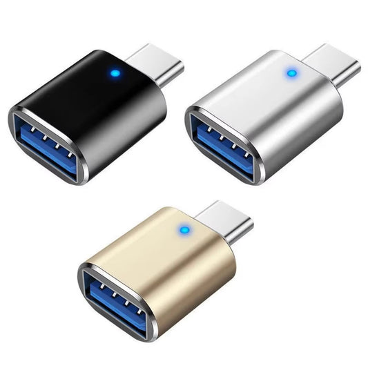 LED USB 3.0 to Type-C Adapter - OTG USB-C and USB-A to Micro USB Female Connector for Samsung, Xiaomi, and POCO Devices