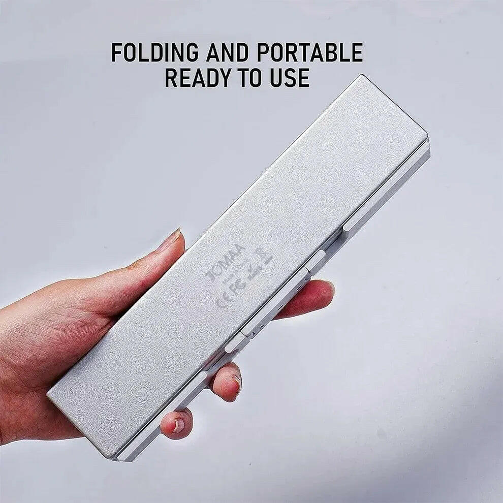 Foldable Bluetooth Keyboard with Magnetic Stand - Aluminum Alloy Mini Rechargeable Keyboard for Tablets and iPads.