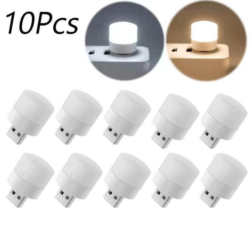 Mini USB Night Light - Warm White Eye Protection Reading Lamp for Books, Computers, and Mobile Power Charging.