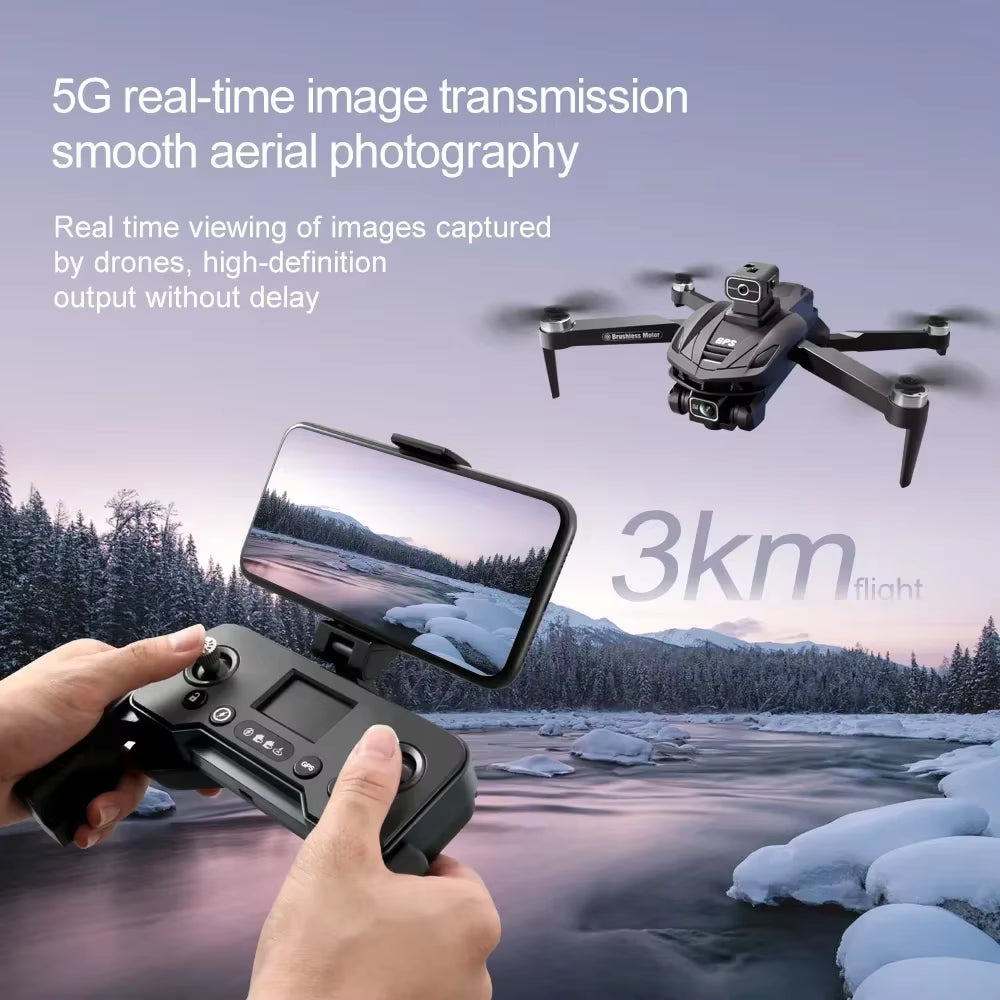 V168 Professional Drone with Triple Camera System, 8K Wide Angle, GPS Localization, and Four-Way Obstacle Avoidance Quadcopter