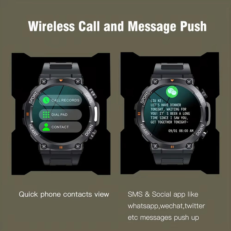 K56Pro Men's Smart Watch with Heart Rate Monitor, Bluetooth Connectivity, 400mAh Long Battery Life, 1.39-Inch HD Display, Ideal for Outdoor Sports