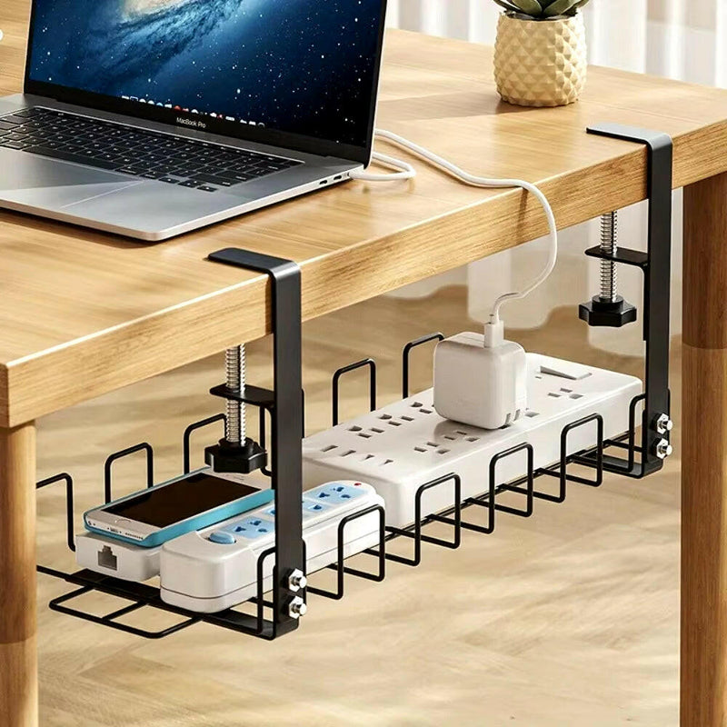 Metal Cable Management Tray for Under Desk Storage - Wire Organizer for Home Office and Kitchen Accessories.