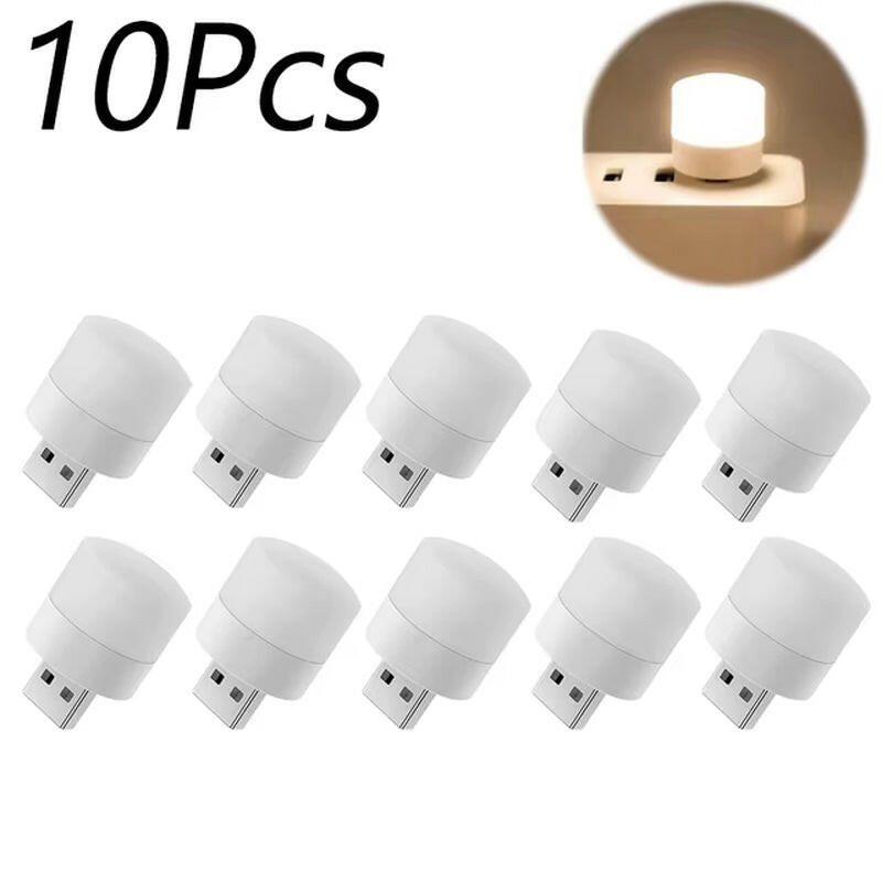 Mini USB Night Light - Warm White Eye Protection Reading Lamp for Books, Computers, and Mobile Power Charging.