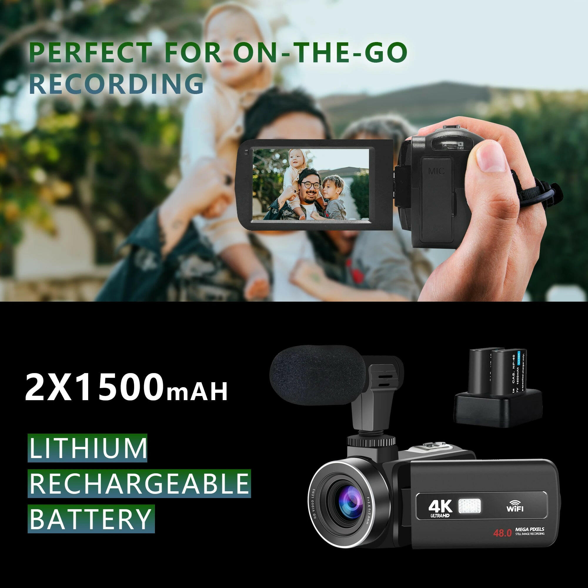 4K Video Camera 60Fps/48Mp UHD Video Recording Digital Camera Autofocus, 18X Digital Zoom Camera, 3 Inch Screen.