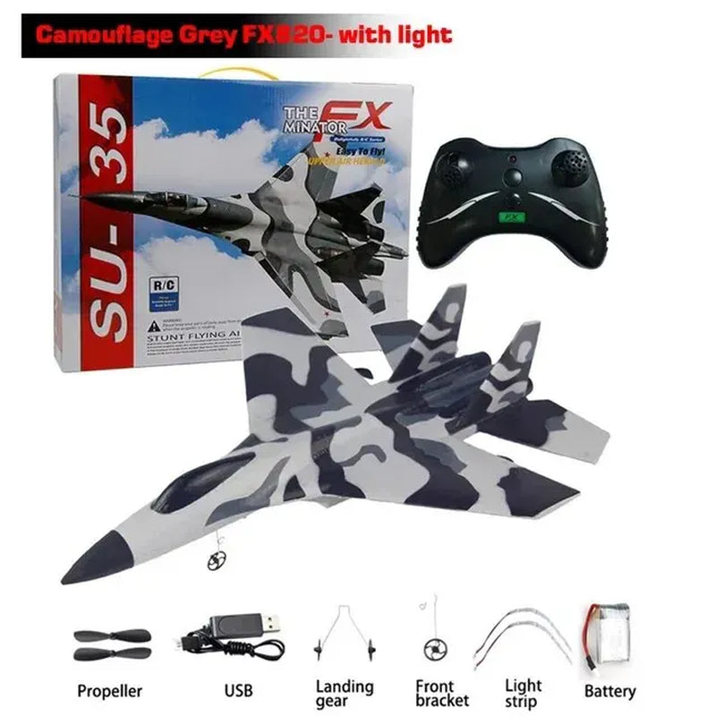 SU35 Remote Control Glider Aircraft FX620 FX820 2.4G with LED Lights - Foam Model Plane for Children Gifts