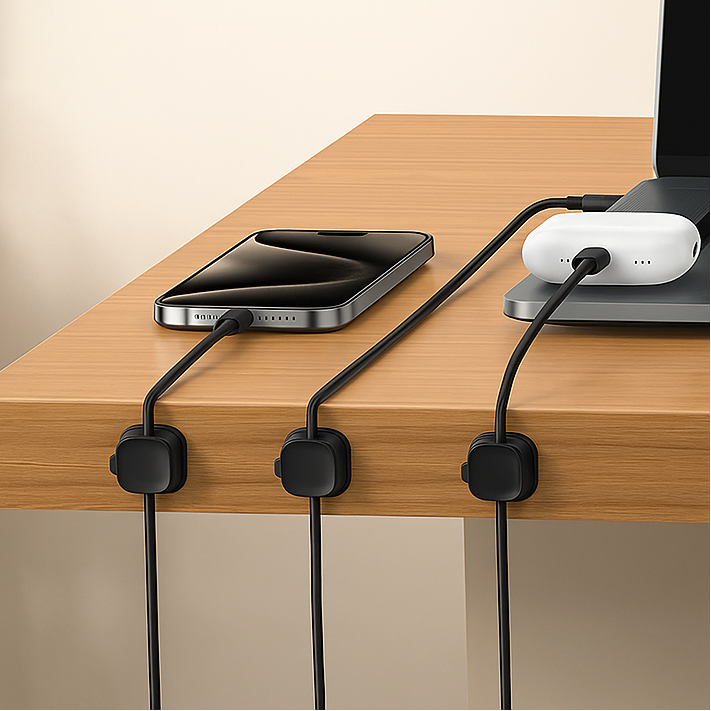 Desk with electronic devices and cable management system