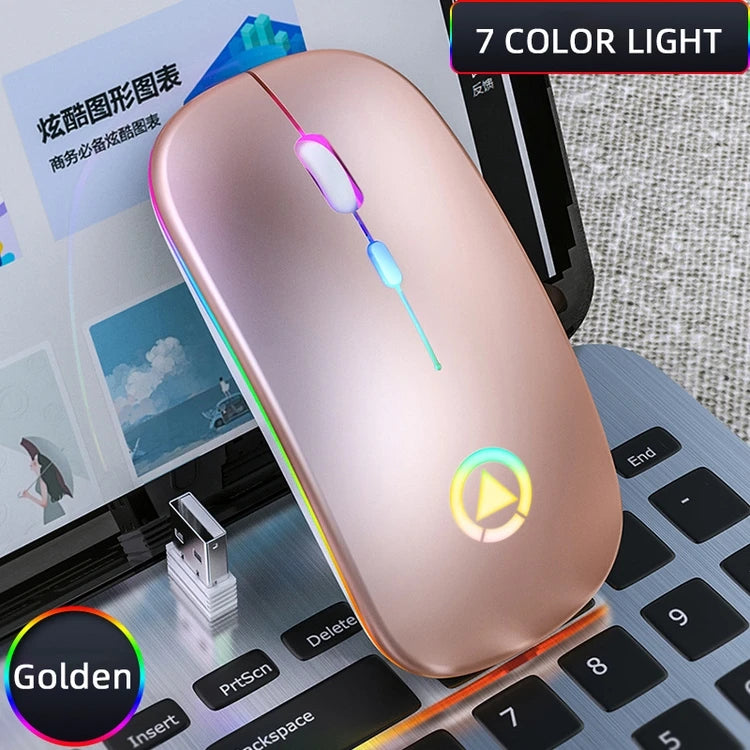 Mini Rechargeable 2.4G Wireless Ultra-Thin Silent LED Mouse for Computers and Laptops - OEM