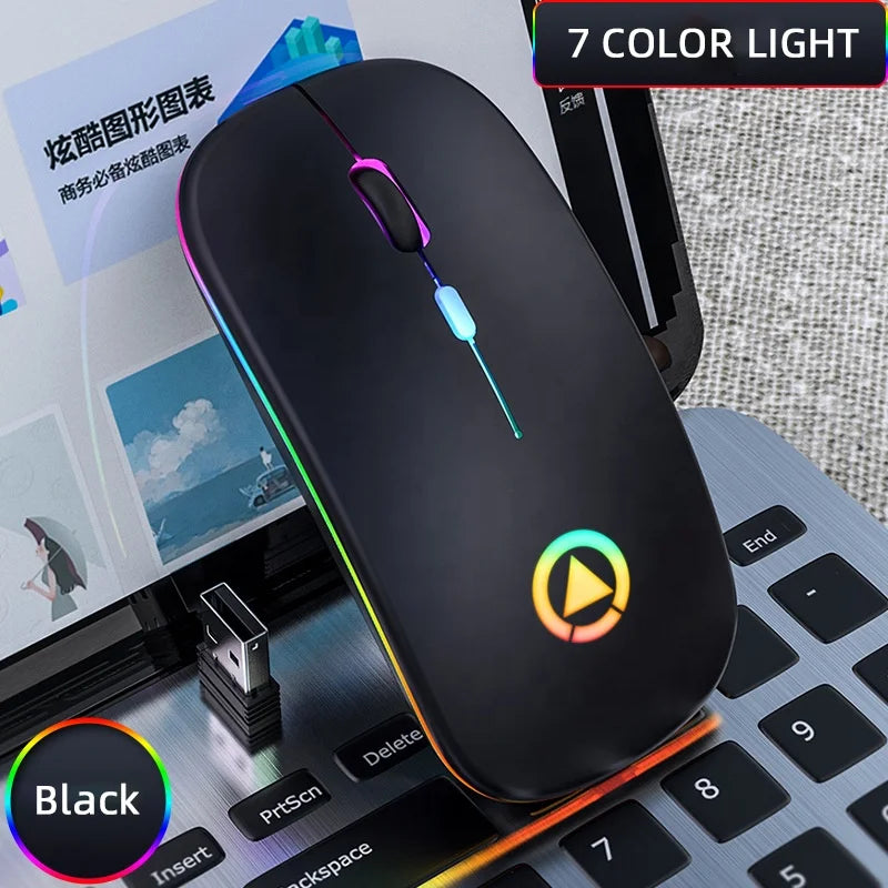 Mini Rechargeable 2.4G Wireless Ultra-Thin Silent LED Mouse for Computers and Laptops - OEM