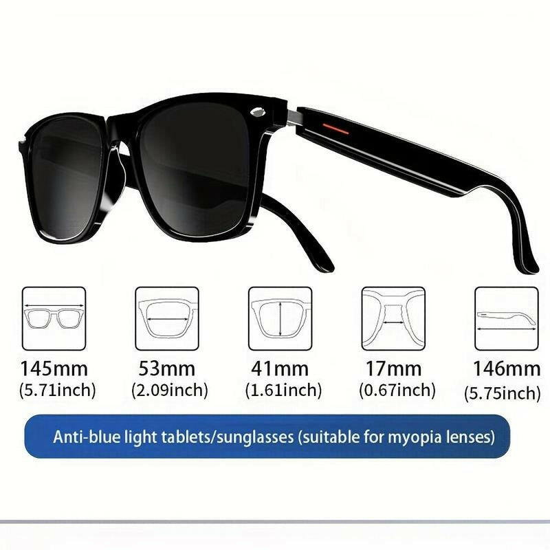 SENBONO Smart Glasses, Wireless Earphone Stereo Dual Speaker Touch Sunglasses, Outdoor Sport Calling Music Smart Bluetooth-Compatible Glasses with Accessories, Gifts for Boyfriend. Anti-blue light tablets/sunglasses (suitable for myopia lenses.