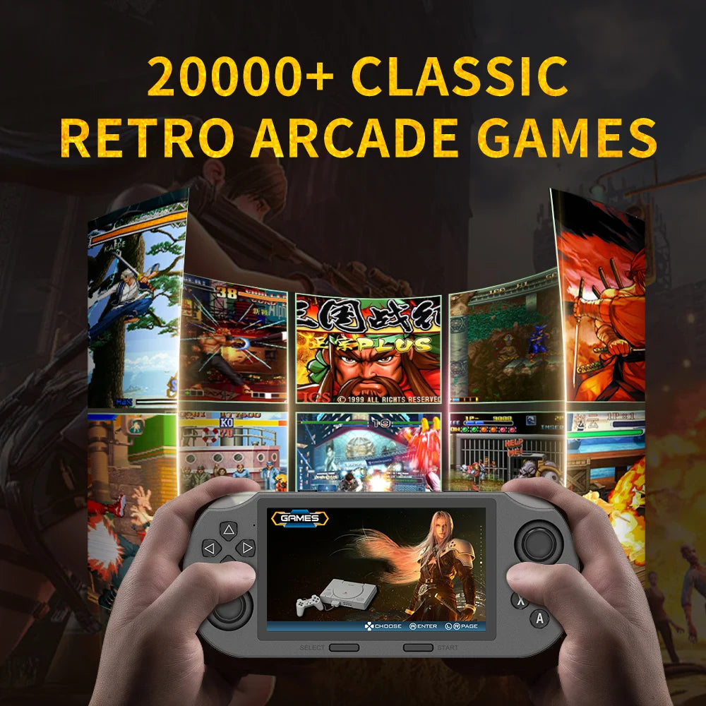 SF3000 Portable Handheld Game Console with 4.5-Inch IPS Screen and Over 20,000 Built-In Retro Games for PS1, GBA, SFC, and MAME