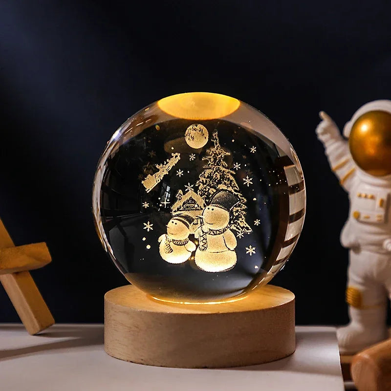 Illuminate Your Space with the 6/8Cm 3D Crystal Ball Planet Night Light – A Stunning Laser Engraved Solar System Globe Perfect for Home Decor and Gifts.