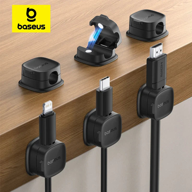 Magnetic Cable Organizer with Adjustable Cord Management for Under Desk Use