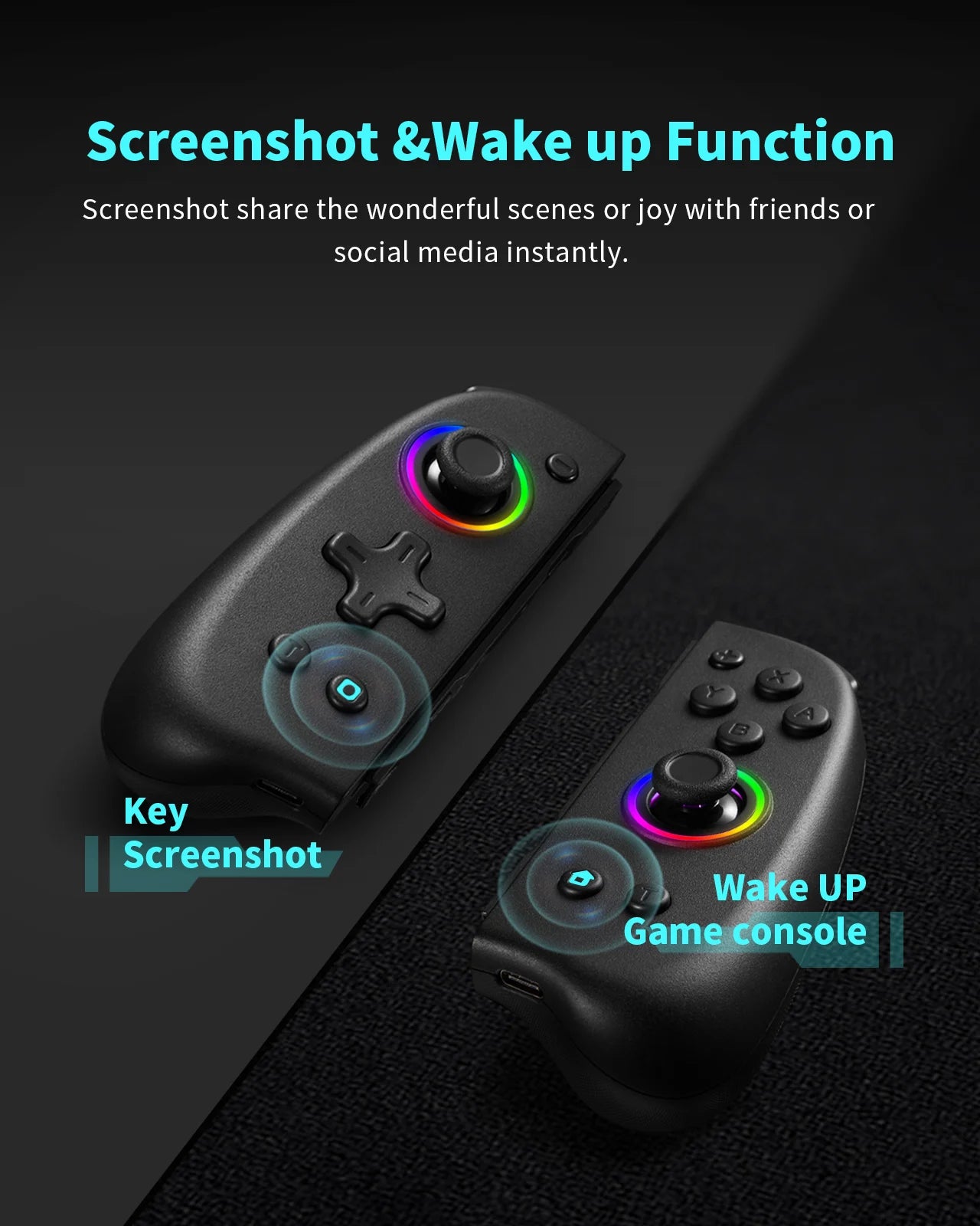 RGB Slim Edition Gamepad Controller for Nintendo Switch/OLED with Ergonomic Non-Slip Design and TURBO Dual Vibration Features.