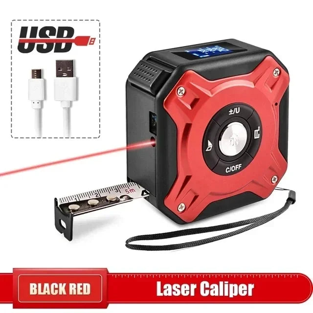 3-in-1 Laser Measuring Tool - 40/60M Distance Meter with Stainless Steel Digital Tape Measure and 5M Retractable Rangefinder