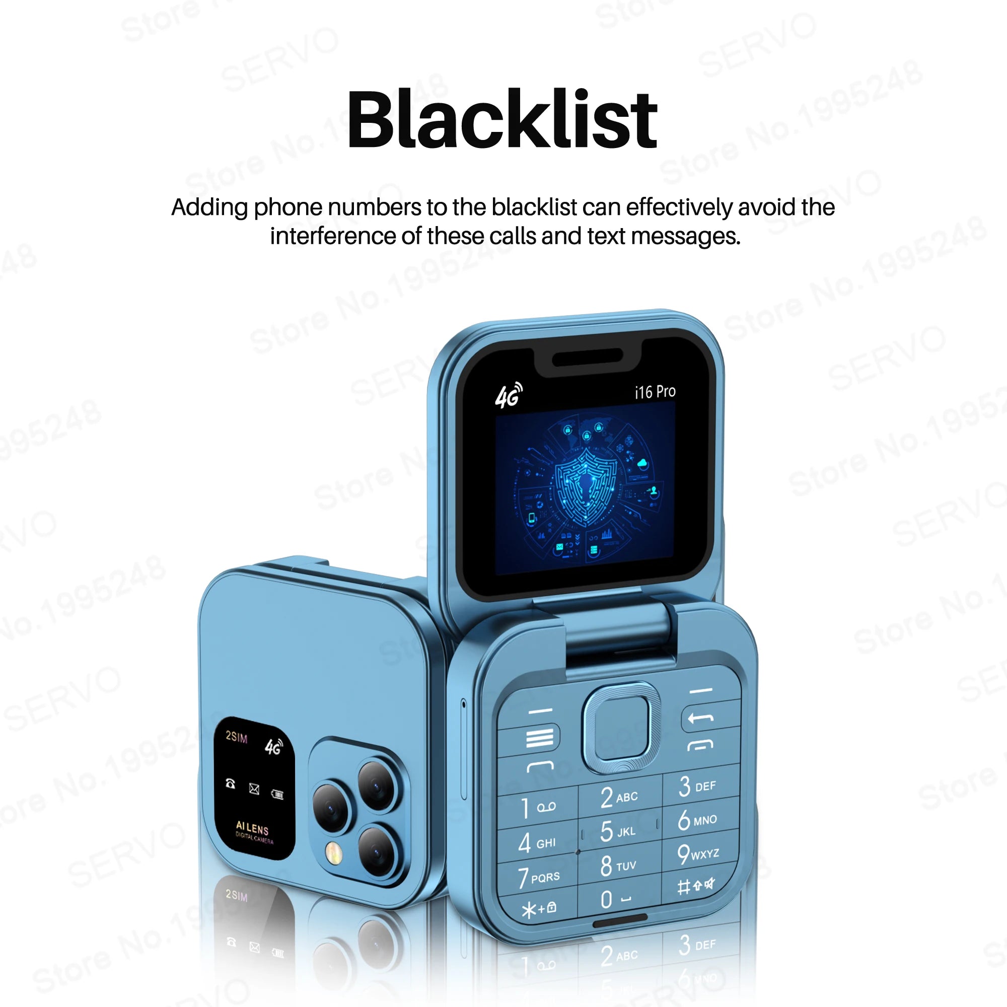 SERVO I16 Pro 4G LTE Mini Flip Phone