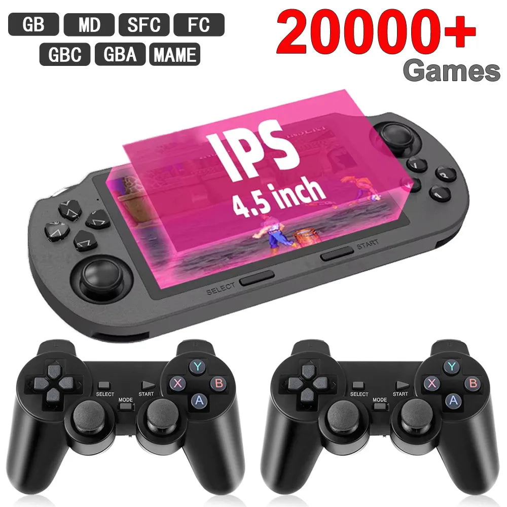 SF3000 Portable Handheld Game Console with 4.5-Inch IPS Screen and Over 20,000 Built-In Retro Games for PS1, GBA, SFC, and MAME