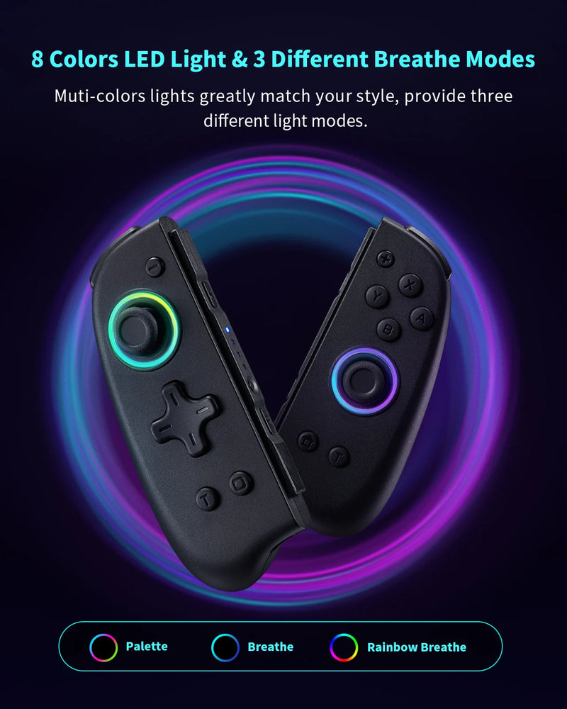 RGB Slim Edition Gamepad Controller for Nintendo Switch/OLED with Ergonomic Non-Slip Design and TURBO Dual Vibration Features.