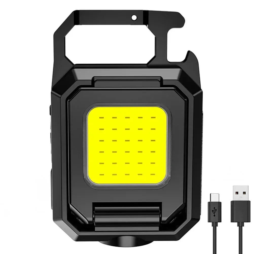 LED Mini Keychain Flashlight - XPE Pocket Work Light with COB Technology, USB Rechargeable Emergency Light for Outdoor Activities, Camping, and Fishing.