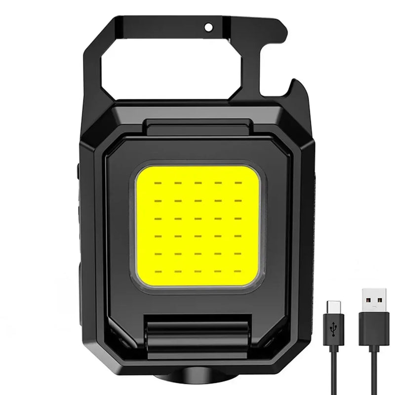 LED Mini Keychain Flashlight - XPE Pocket Work Light with COB Technology, USB Rechargeable Emergency Light for Outdoor Activities, Camping, and Fishing.