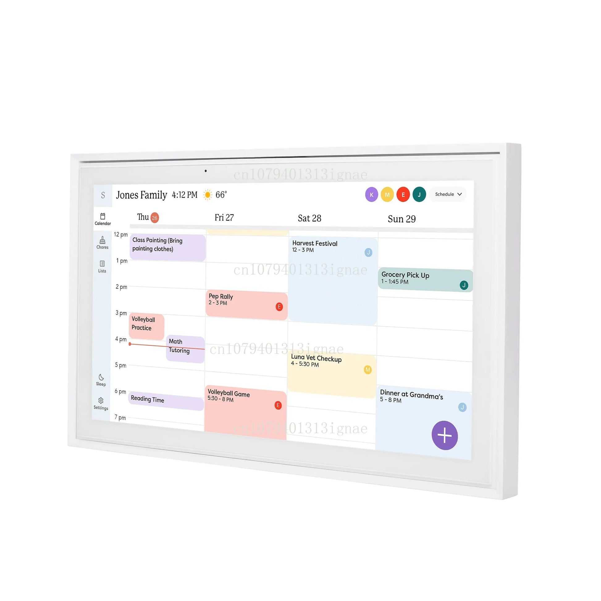 Customizable White Android Digital Calendar and Chore Chart with Touch Screen Display for Family Schedules and Weekly Planning