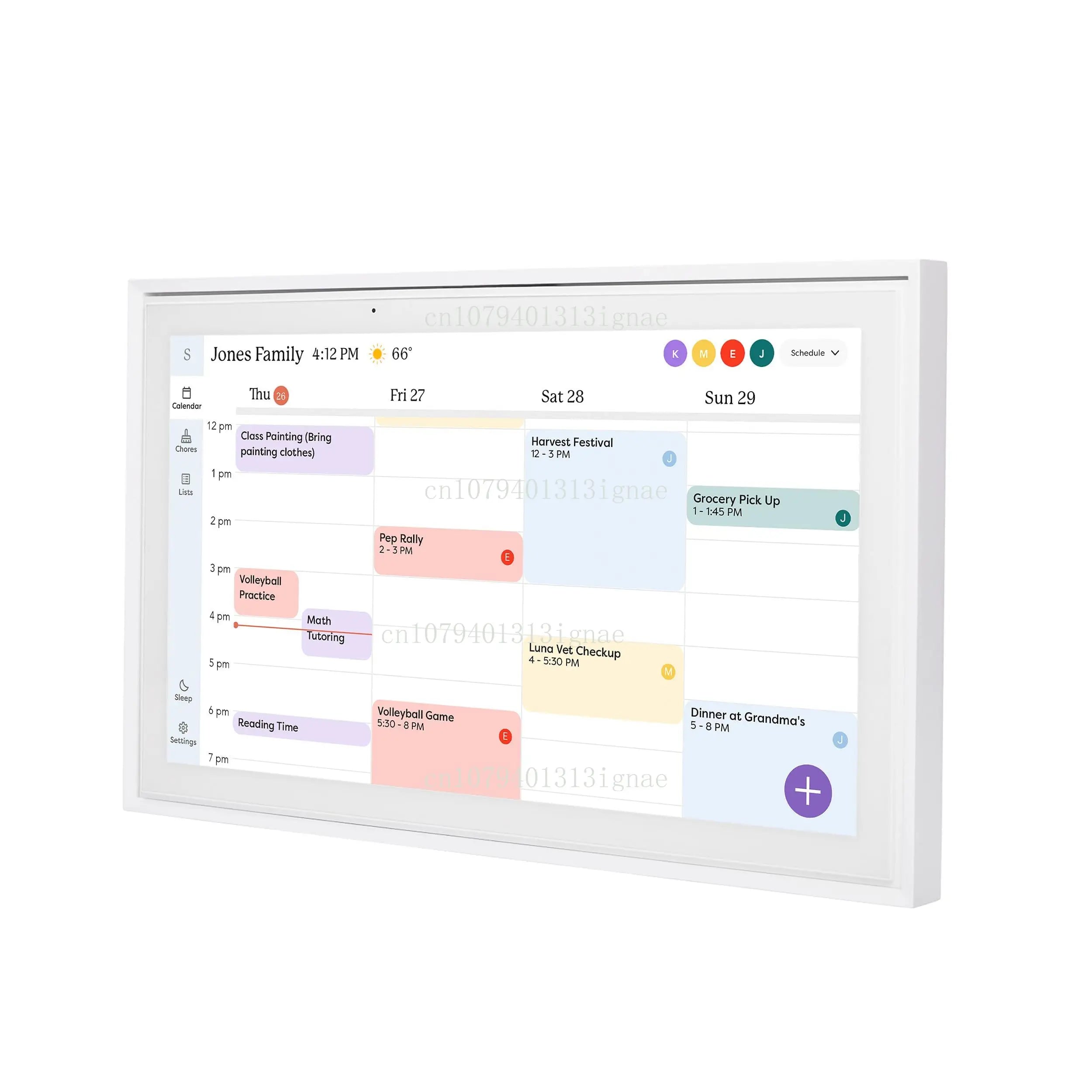 Customizable White Android Digital Calendar and Chore Chart with Touch Screen Display for Family Schedules and Weekly Planning