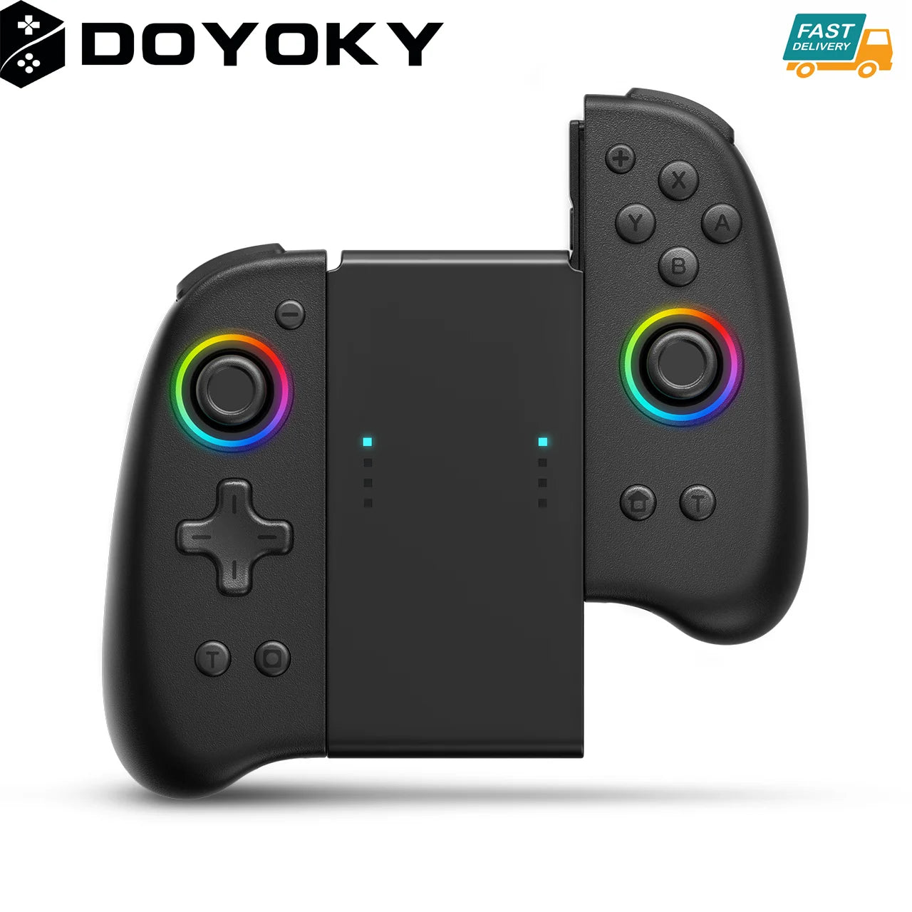 RGB Slim Edition Gamepad Controller for Nintendo Switch/OLED with Ergonomic Non-Slip Design and TURBO Dual Vibration Features.