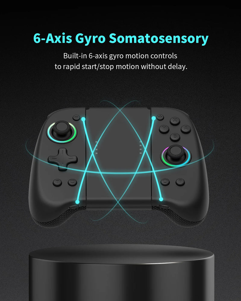 RGB Slim Edition Gamepad Controller for Nintendo Switch/OLED with Ergonomic Non-Slip Design and TURBO Dual Vibration Features.