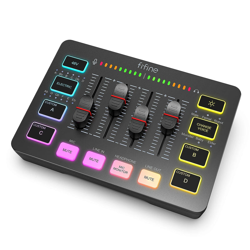 FIFINE SC3W Gaming USB Mixer with 4-Channel