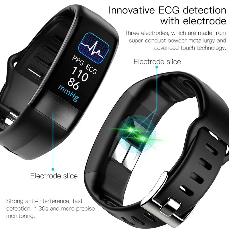 P11Plus Smart Health Fitness Tracker Wristband with ECG, PPG, Calorie, and Blood Pressure Monitoring