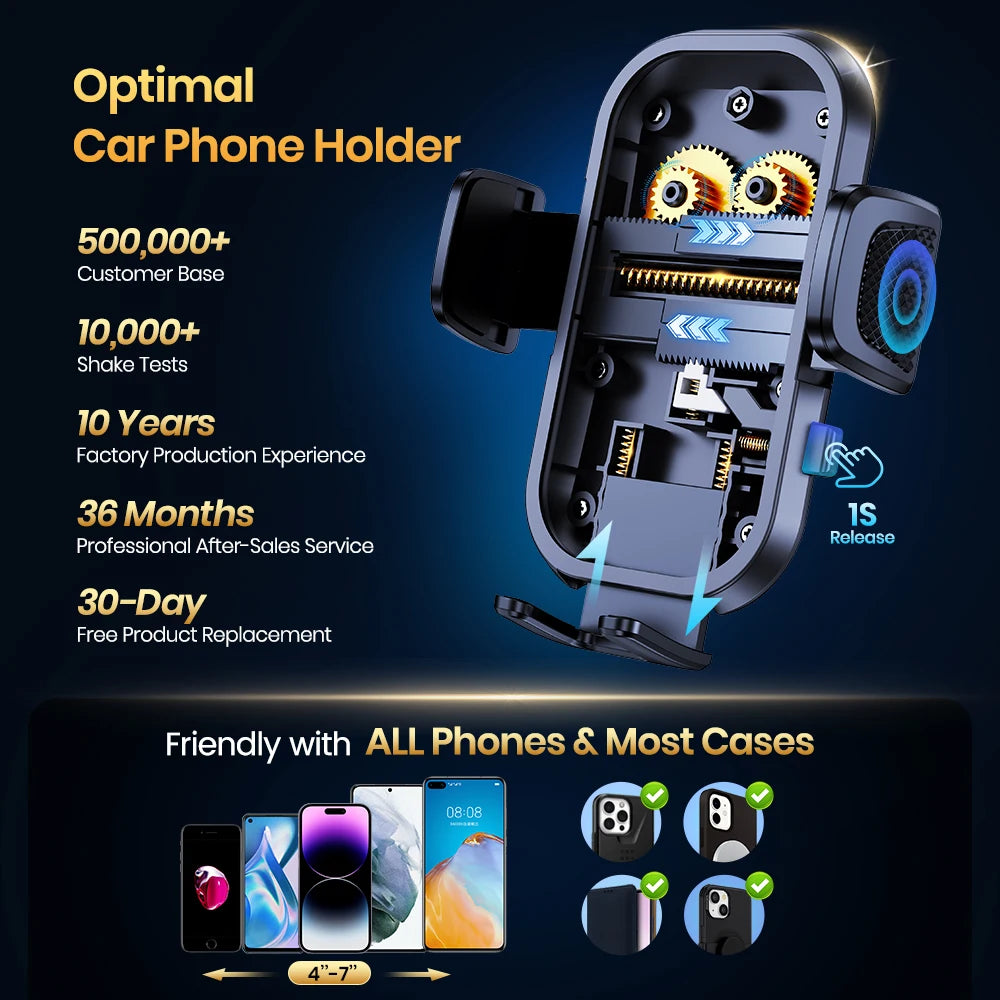 TOPK Premium Automotive Smartphone Mount - Ultra-Stable Holder for Dashboard, Windscreen, and Air Vent Compatibility with All Smartphones.