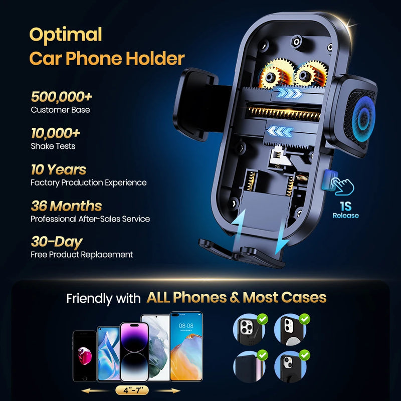TOPK Premium Automotive Smartphone Mount - Ultra-Stable Holder for Dashboard, Windscreen, and Air Vent Compatibility with All Smartphones.