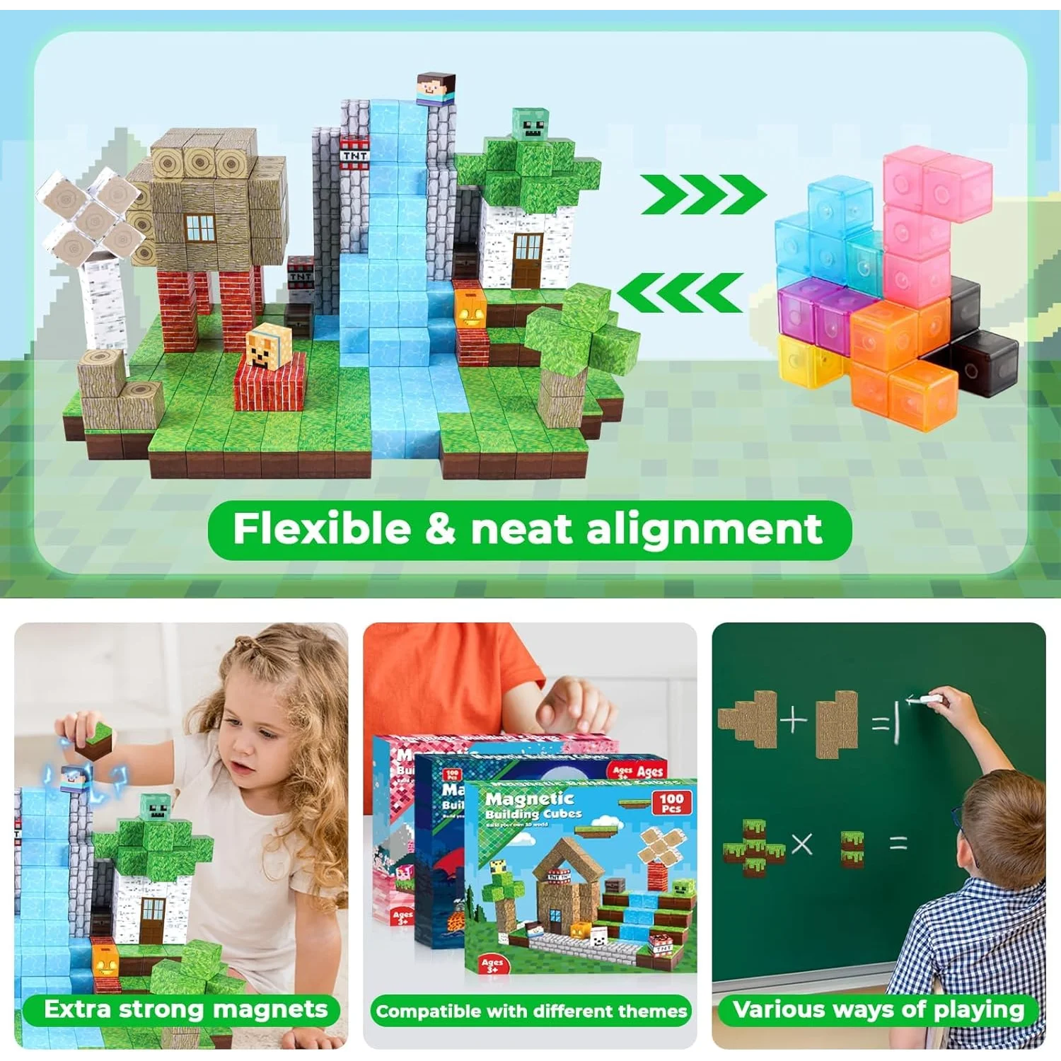JIMITU Magnetic Building Blocks Mine World Forest House Set