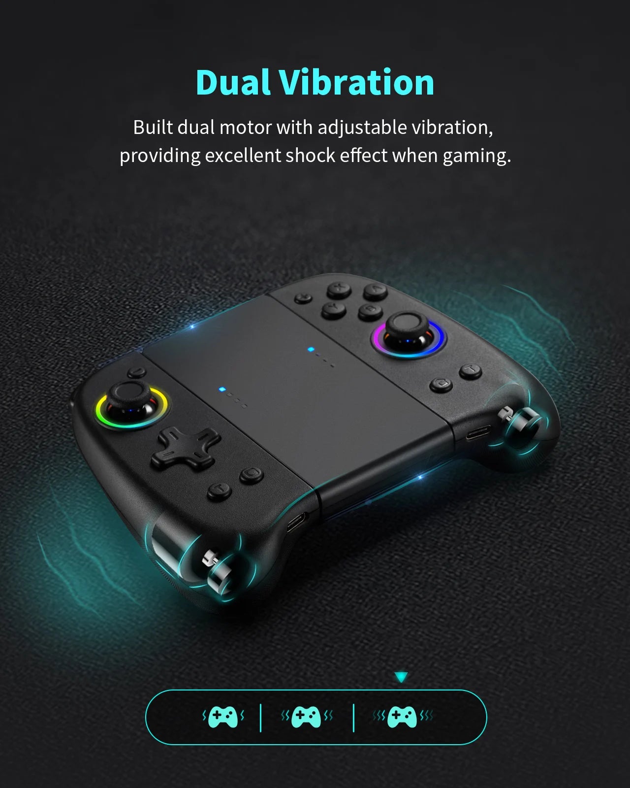 RGB Slim Edition Gamepad Controller for Nintendo Switch/OLED with Ergonomic Non-Slip Design and TURBO Dual Vibration Features.