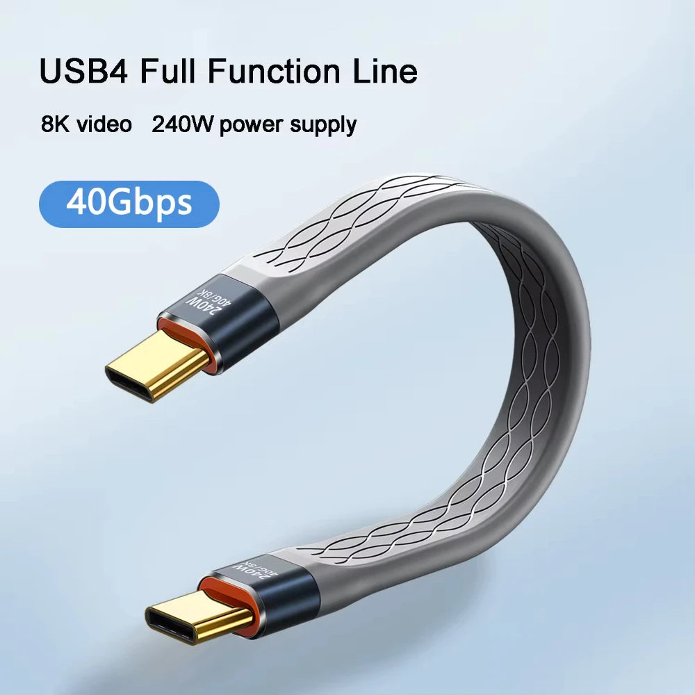 240W 40GB Short USB-C to USB-C Fast Charging Cable with 40Gbps Data Transfer and 8K Video Support