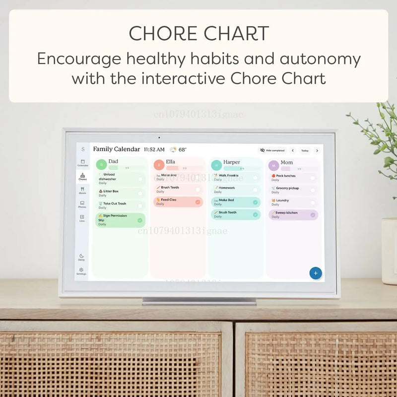 Customizable White Android Digital Calendar and Chore Chart with Touch Screen Display for Family Schedules and Weekly Planning
