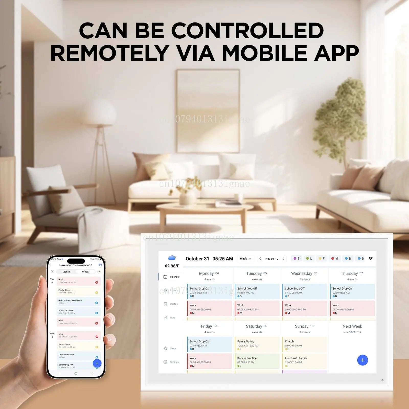 Customizable White Android Digital Calendar and Chore Chart with Touch Screen Display for Family Schedules and Weekly Planning