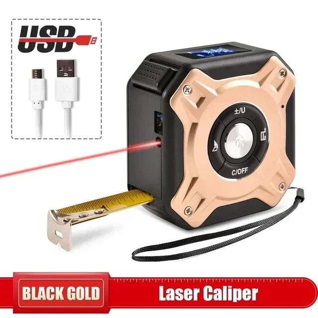 3-in-1 Laser Measuring Tool - 40/60M Distance Meter with Stainless Steel Digital Tape Measure and 5M Retractable Rangefinder