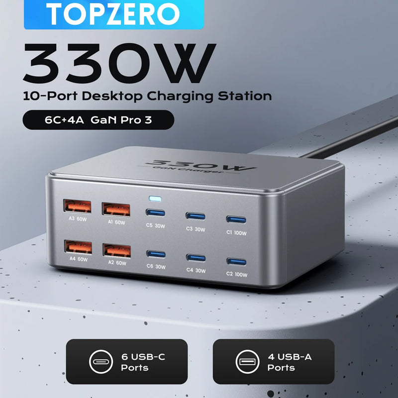 TOPZERO 330W USB-C GaN Multiport Charging Station