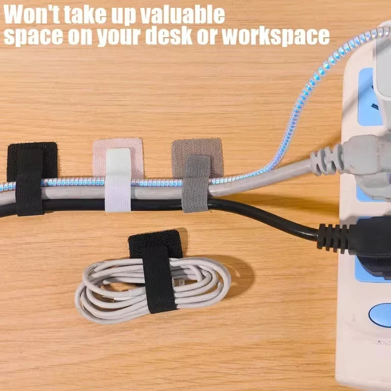 Reusable Self-Adhesive Cable Organizer and Cord Management Straps for Desk and Wire Protection.