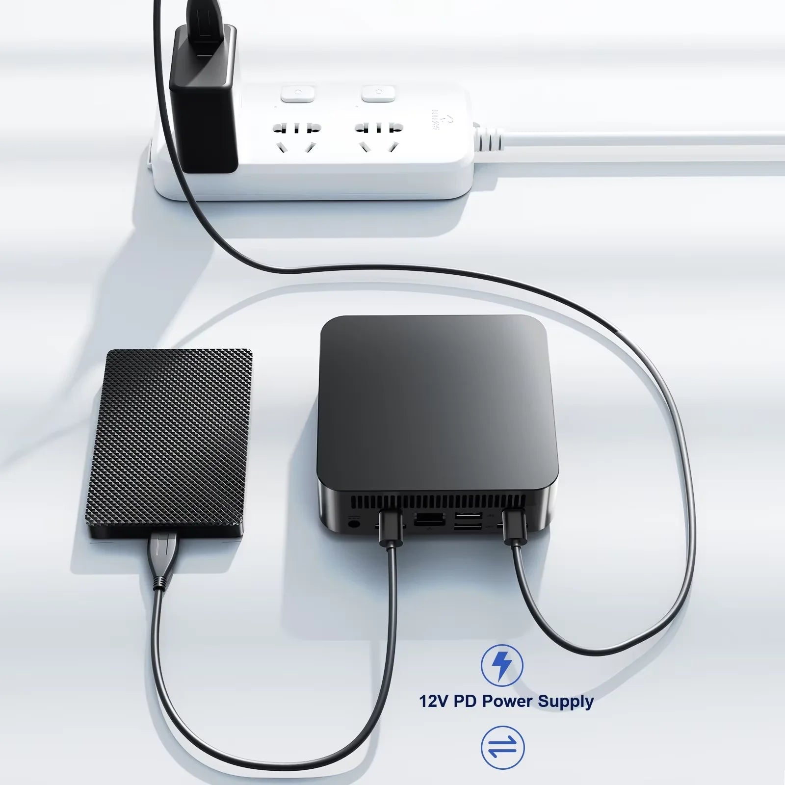 Windows 11 Mini PC with Intel Core i9-8950HK, 16GB RAM, 1/2TB SSD, Bluetooth 5.2, Wi-Fi 6, and 1000M Ethernet.