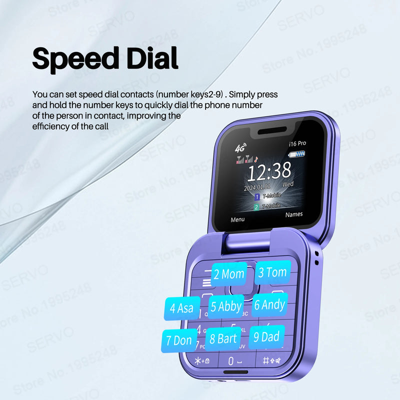 SERVO I16 Pro 4G LTE Mini Flip Phone