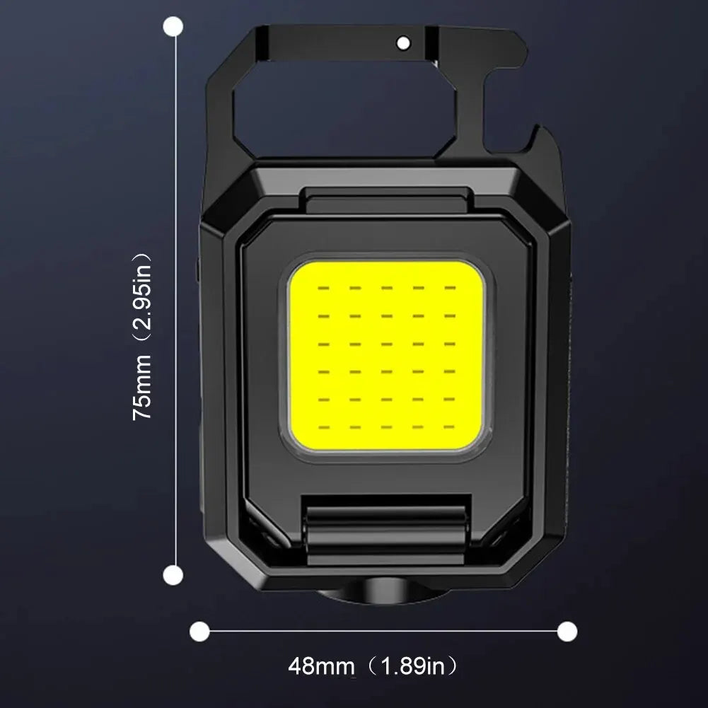 LED Mini Keychain Flashlight - XPE Pocket Work Light with COB Technology, USB Rechargeable Emergency Light for Outdoor Activities, Camping, and Fishing.